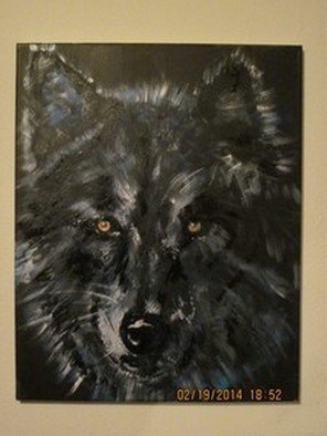 Chris Cooper; Wolf Black Phase, 2014, Original Painting Acrylic, 16 x 20 inches. Artwork description: 241  wolf, black, portrait, animal ...