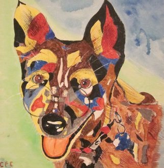 Chris Cooper;  Acid Dog, 2014, Original Painting Acrylic, 12 x 12 inches. Artwork description: 241  Australian, dog, canine, colorful. glasses, pet...