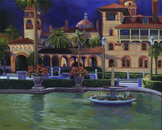 Christine Cousart; FLAGLER COLLEGE II, 2006, Original Painting Acrylic, 30 x 24 inches. Artwork description: 241  This is a scene from downtown St. Augustine in Florida.  The scene was painted for Flagler College to use as their Christmas card for 2006.  The painting is currently available for sale. ...