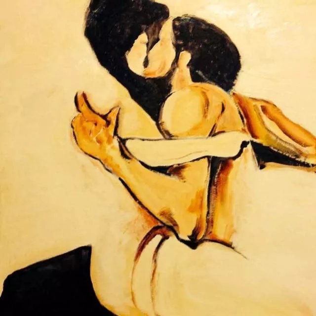Christian Mihailescu; The Kiss, 2019, Original Painting Acrylic, 20 x 20 inches. Artwork description: 241 ORIGINAL ACRYLIC PAINTING on CANVAS Size: 20x20 Date: 2019Medium: acrylic varnish on gallery stretched cotton canvas staples are on back, not on sides. Painted sides - can be exposed without frame.- signature- front and back- title and date- backCOA will be included with my original signature....