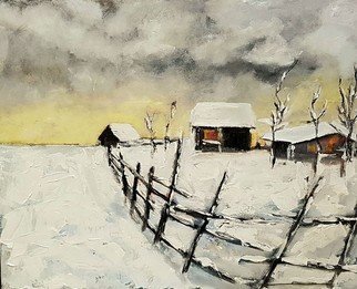 Christian Mihailescu; Winter Is Here, 2018, Original Painting Acrylic, 18 x 14 inches. Artwork description: 241 Once upon a time in a small village. Mixed technique  paint strokes and knife . ...