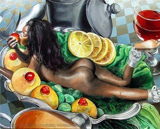 Christine Dumbsky; Main Meal Series Es Muy Rico, 2002, Original Painting Acrylic, 80 x 100 cm. Artwork description: 241  Main meals - Hauptgerichte, 80 x 100 cm ( 31,49 x 39,37 inch) , 2002  ...