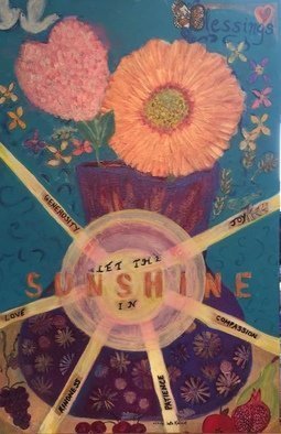 Cindy Kornet; Let The Sunshine In, 2017, Original Painting Acrylic, 24 x 36 inches. Artwork description: 241 flowers, fruit, blessings, let the sunshine, love , compassion, kindness, joy...