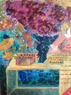 Cindy Kornet; Think Outside The Box, 2016, Original Painting Acrylic, 24 x 30 inches. Artwork description: 241 floral vase cube prayer words think outside the box...