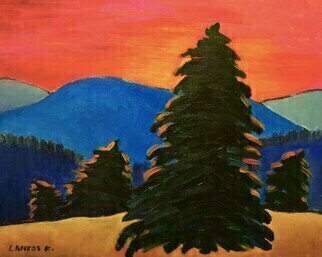 Krisztina Lantos; Black Forest, 2022, Original Painting Acrylic, 20 x 16 inches. Artwork description: 241 Sunset in the mountains of the Black Forest in Germany can be breathtaking. ...