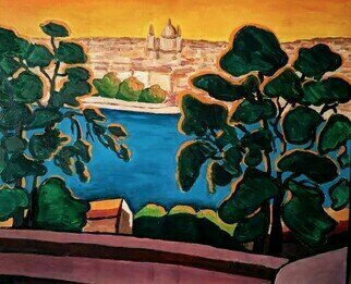 Krisztina Lantos; Home Sweet Home, 2015, Original Painting Acrylic, 30 x 24 inches. Artwork description: 241 Panorama of Budapest from the Royal Palace on the Buda side of the city. ...