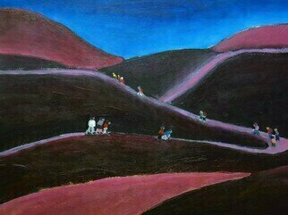 Krisztina Lantos; Walk At The Crater Of Etna, 2020, Original Painting Acrylic, 20 x 16 inches. Artwork description: 241 The Etna is a working volcano in Sicily with several craters. The blackened, cooled lava of previous eruptions create a moonlike atmosphere. ...