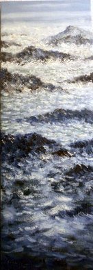 Isidro Cistare; Cap De Creus, 2004, Original Painting Oil, 130 x 47 cm. Artwork description: 241 Oil painting with a lot of material contribution, through spatula and details with thick brush.  It represents the tip of Cape Creus in Girona Spain , with the the sea inmarejada , formed by long waves interrupted by the protruding rocks, with well- characterized foam, the wind is well ...