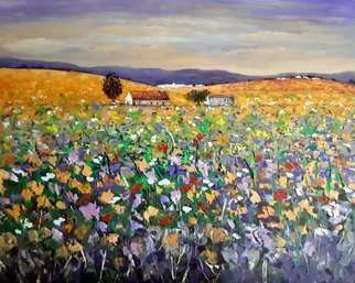 Isidro Cistare; I Love The Land, 2020, Original Painting Oil, 100 x 80 cm. Artwork description: 241 Oil painting with a lot of material contribution, through spatula and details with thick brush.  Flower field with his colorful and classic perspective of the painter which makes him have a very special calligraphy, RG...