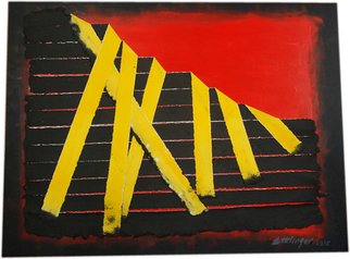 Martin A Ettlinger; Broken Yellow, 2011, Original Painting Acrylic, 48 x 36 inches. Artwork description: 241  abstract paper yellow red collage large new  ...