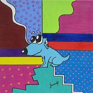 Caroline Jarvinski; Louie, 2012, Original Painting Acrylic, 18 x 18 inches. Artwork description: 241     blue dog, dog, pop art       ...