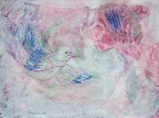 Caren Keyser, 'Bird Song', 2016, original Painting Acrylic, 12 x 9  cm. Artwork description: 3495 The Bird sings its sweet song to the girl. Blue, green, pink, enchanting, nature, beauty, acrylic on paper...