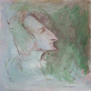 Caren Keyser, 'Icabod', 2015, original Painting Acrylic, 12 x 12  cm. Artwork description: 2703  A face reminiscent of Icabod Crane. Acrylic on artboard. ...