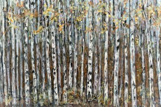 Caren Keyser; Birch Trees, 2020, Original Painting Acrylic, 36 x 24 inches. Artwork description: 241 This forest of birch trees in the autumn is painted with metallic acrylics.  The glossy surface glistens in the light giving life to the inanimate image.  It was painted from the artist s imagination. ...