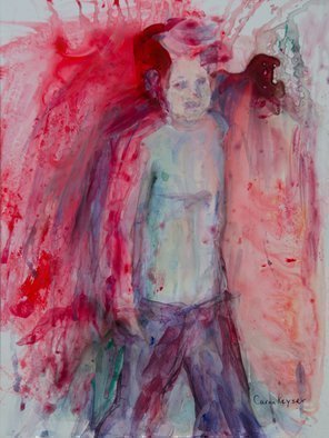 Caren Keyser, 'The Boy', 2017, original Painting Acrylic, 9 x 12  x 0.1 cm. Artwork description: 2703 I painted The Boy shortly after the Trump inauguration. Barron was a very interesting boy walking along in the parade. This painting reminds me of him but is not meant to be him. It is acrylic on Yupo, a slick synthetic paper. ...