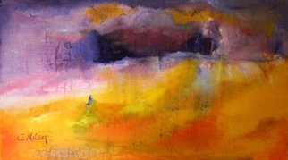 Clari Netzer; Purple Rain, 2013, Original Painting Oil, 70 x 40 cm. Artwork description: 241          mixed media, oil on canvas, purple, yellow, abstract, painting, contemporary, modern, colorful, expressionist, landscape, nature             ...