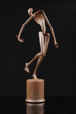 Claudio Bottero; Indovino, 2011, Original Sculpture Steel, 10 x 61 cm. Artwork description: 241 This figurative piece has been left to rust and then lacquered.  Full of charm, a very graceful piece. ...