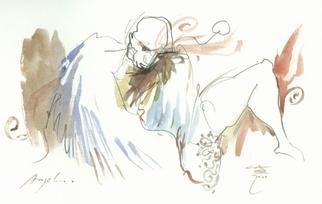Clovis Aquino; Angel, 2000, Original Watercolor, 20 x 17 cm. Artwork description: 241 Watercolor and pencil drawing...