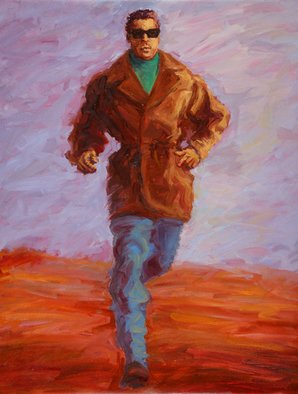 Lucille Coleman; Running Man, 2011, Original Painting Oil, 18 x 24 inches. Artwork description: 241  This is an original oil painting of a man running. It is meant for the viewer to ask questions and glean what they will from the energy emanating from the man running. This artwork is also a greeting card and bookmark under the theme of love with ...