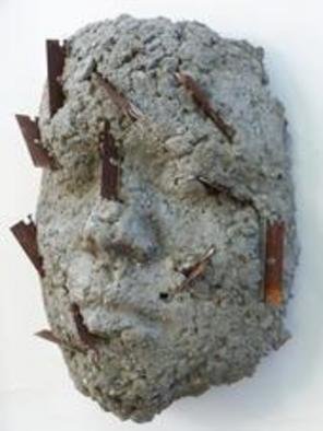 Mary Cook; Untitled, 2003, Original Sculpture Other, 5 x 12 inches. Artwork description: 241  Concrete face with weathered rusted razor blades. ...