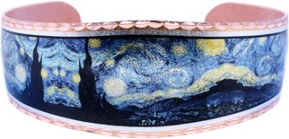 Tony Hisir; Starry Night Bracelet, 2019, Original Jewelry, 1.2 x 1.1 inches. Artwork description: 241 Van Gogh Starry Night painting inspired bracelets handmade from copper, silver plated and diamond cut to sparkle. ...