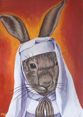 Michelle Waters; Bunny Nun, 2008, Original Painting Acrylic, 5 x 7 inches. Artwork description: 241  Bunny Nun ...