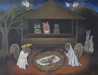 Michelle Waters; Forest Nativity, 2008, Original Painting Acrylic, 14 x 11 inches. 