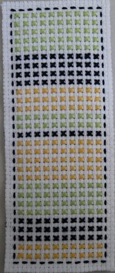 Courtney Cook; Miniature Geometric 11, 2017, Original Textile, 4 x 12 cm. Artwork description: 241 This textile piece uses a simple repeated pattern in different colours. ...