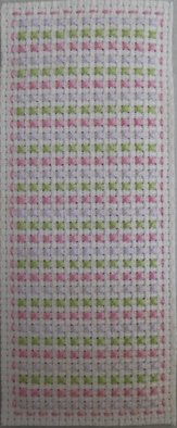 Courtney Cook; Miniature Geometric 3, 2017, Original Textile, 5 x 12 cm. Artwork description: 241 A simple textile piece in soft pink, purple and green. ...
