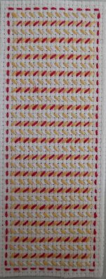 Courtney Cook; Miniature Geometric 6, 2017, Original Textile, 4 x 12 cm. Artwork description: 241 A fun textile design with bright colours. ...