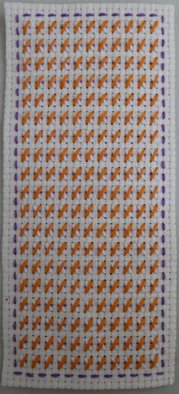 Courtney Cook; Miniature Geometric 7, 2017, Original Textile, 5 x 11 cm. Artwork description: 241 This textile piece uses orange and white with a hint of purple for a bright and fun outcome. ...