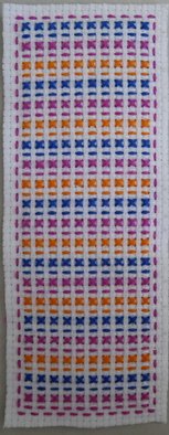 Courtney Cook; Miniature Geometric 8, 2017, Original Textile, 4 x 12 cm. Artwork description: 241 A simple textile piece using bold and bright colours. ...