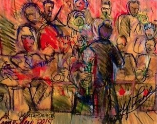 Sheri Smith; Chicago Jazz Orchestra, 2018, Original Printmaking Giclee, 21 x 16 inches. Artwork description: 241 Chicago Jazz Orchestra with Jeff Lindberg...