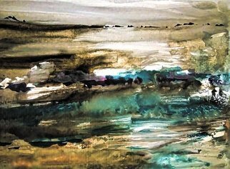 Cristalle Amarante; Transversed Waterscape Series, 2021, Original Watercolor, 18 x 24 inches. Artwork description: 241 Overtone reflectionTransversed WaterscapeMusic rendition  interpretation...