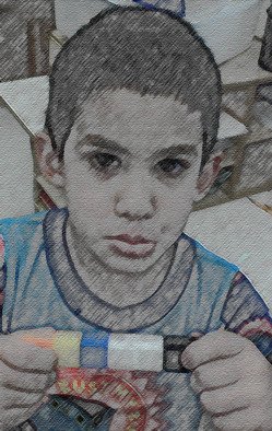 Carolyn Saunders; POUT , 2009, Original Digital Art,   inches. Artwork description: 241  PENCIL DRAWING OF A YOUNG BOY IN CLASS  ...
