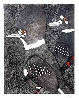 Chary Castro-Marin; Somos Novios, 2011, Original Drawing Pen, 40 x 50 cm. Artwork description: 241   Pajaros imaginarios contemplando la noche.  ...