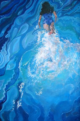 David Cuffari; The Swimmer, 2005, Original Painting Acrylic, 24 x 36 inches. Artwork description: 241  Deep blue water and a splashing swimmer create interesting patterns in the water.  Here I'm exploring the idea that order + chaos = order redefined.  Order ( still water) Chaos ( the splashing swimmer) Redefined ( me the artist! ) creating order out of chaos. ...