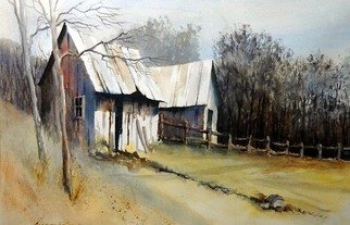 Charles Rowland; Delaware County Barnyard, 2007, Original Watercolor, 21 x 14 inches. Artwork description: 241  A farm yard in Delaware County, Ohio ...