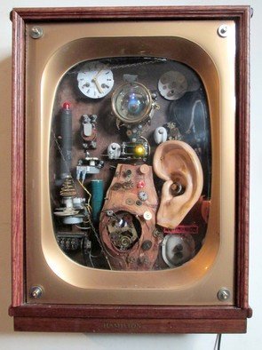 Bill Czappa; Hamilton, 2020, Original Sculpture Wood, 23 x 30 inches. Artwork description: 241 This was made from objects my collector had saved. it is kinetic and the headlights and moves randomly. ...