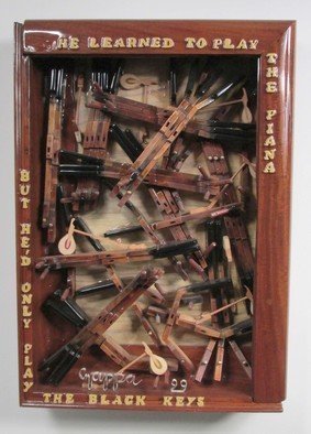 Bill Czappa; The Piana, 1999, Original Sculpture Other, 24 x 31 inches. Artwork description: 241 Just thought I would be fun to make a piece out of piano parts. The keys are all bent and twising around each other, but the message in the piece is about artiest or singers who don t really learn all about their craft. I have done ...