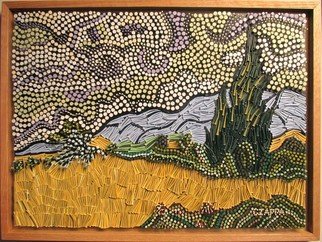Bill Czappa; Wheat Fields, 2021, Original Assemblage, 35 x 25 inches. Artwork description: 241 This is Van Gogh s painting of the same name done in nails and tacks...