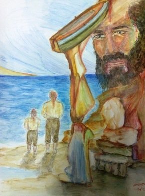 Khalil Dadah; The Indifferent Fate, 2004, Original Watercolor, 50 x 70 cm. Artwork description: 241  sea , unknown , fear , far           ...