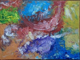 Khalid Daifallah; Dream Clouds, 2012, Original Mixed Media, 18 x 24 inches. Artwork description: 241  Acrylic, Textures, Blue, Yellow, Orange, Purple, White    ...