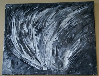 Khalid Daifallah; Gray Waves, 2012, Original Mixed Media, 16 x 20 inches. Artwork description: 241  White, Black, Gray abstract, stretched canvas ...