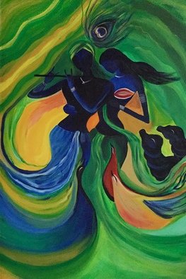 Damini Grover; Radha Krishna, 2018, Original Painting Acrylic, 68 x 98 cm. Artwork description: 241 Lord Krishna and Radha, epitome of love in Hindu religion, the stories of their romance are told till date. ...