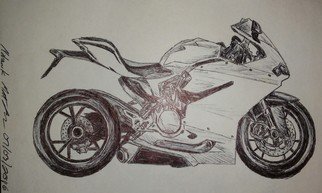 Matthew Lannholm; If You Like To Go Fast, 2016, Original Drawing Pen, 5.5 x 8.5 inches. Artwork description: 241 highest horse power to weight ratio on the planet. freehand in pen...