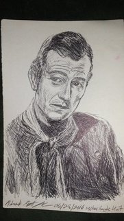 Matthew Lannholm; The Duke, 2016, Original Drawing Pen, 5 x 8 inches. Artwork description: 241 John Wayne freehanded in pen...