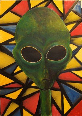 Dan Beers Moreno; Green Alien, 2013, Original Painting Other, 20 x 28 inches. Artwork description: 241  Godnick, alien, painting, dan beersaliens marcianos dan beers moreno extraterrestre...