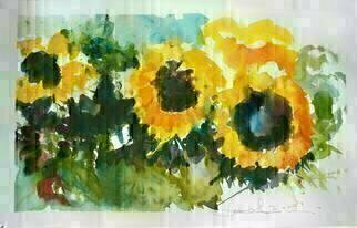 Daniel Clarke, 'Lucys Sunflowers', 2009, original Watercolor, 22 x 15  inches. Artwork description: 10227  Lucys Sunflowers is part of the Artist's California Scenes series of paintings. ...
