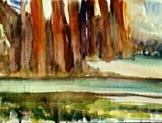Daniel Clarke, 'Near Santa Cruz', 2015, original Watercolor, 15 x 11  x 0.5 inches. Artwork description: 7851      impressionistic impressionism Santa Cruz lovely trees forest northern California   ...